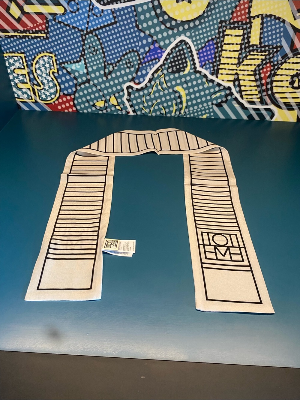 Toteme Cream and Black Graphic Ribbon Scarf - Picture 6 of 6